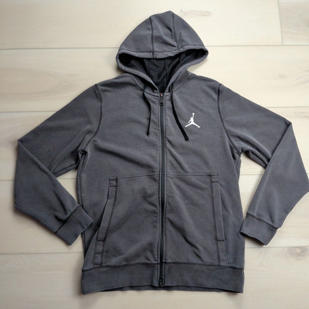 Nike Air Jordan Hoodie Mens Medium Dri-Fit Air Fleece Full Zip Gray DC9737-010